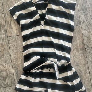 Zara Black and White Striped Dress